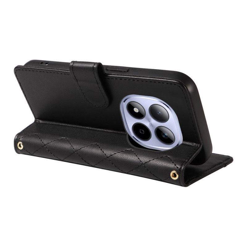 Flip Cover Til Xiaomi Redmi Note 15 Pro 5g Quiltet Med Stropper