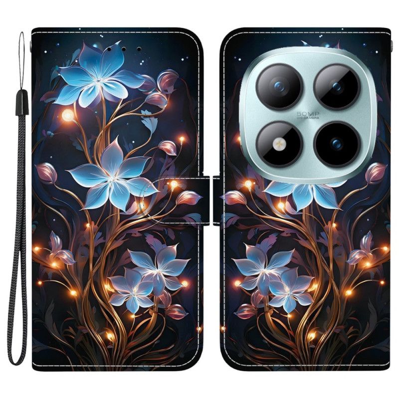 Flip Cover Til Xiaomi Redmi Note 15 Pro 5g Små Lanterneblomster