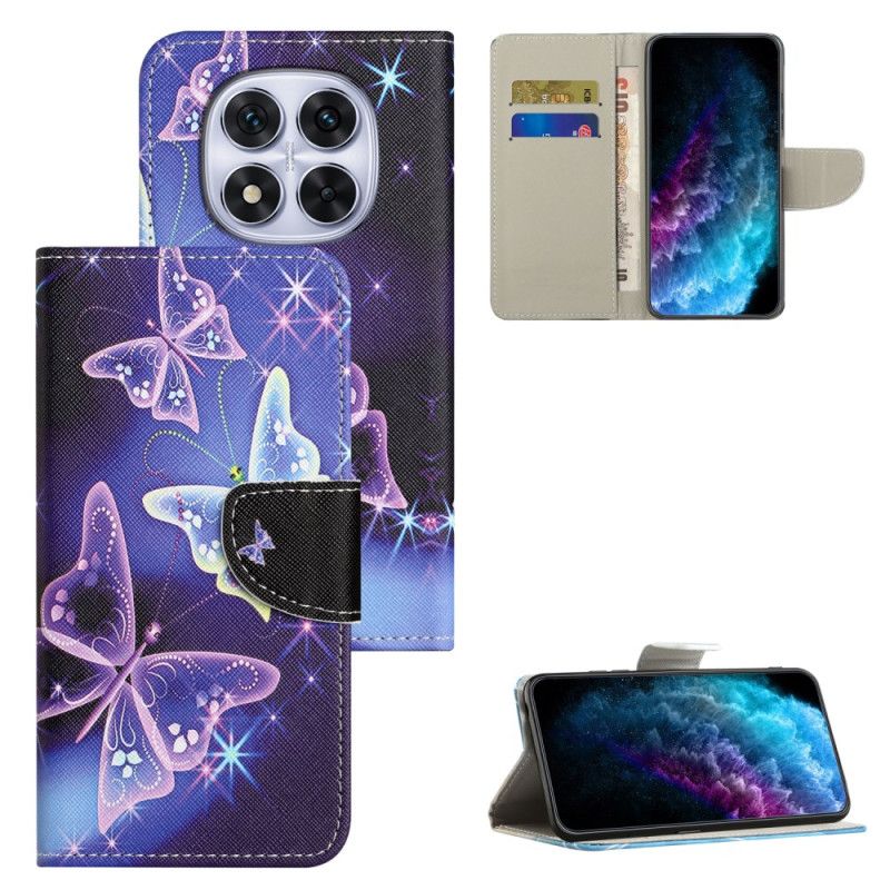 Flip Cover Xiaomi Redmi Note 15 Pro 5g Funklende Sommerfugle