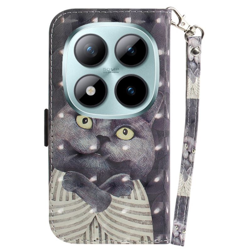 Flip Cover Xiaomi Redmi Note 15 Pro 5g Grå Kat Med Stropper