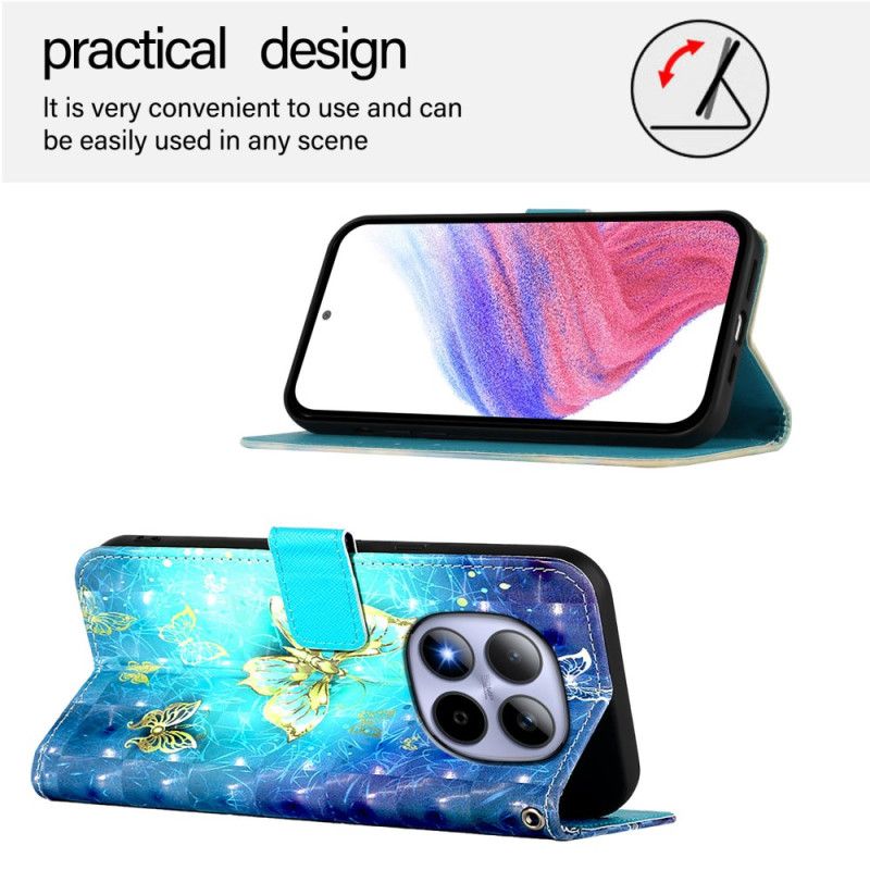 Flip Cover Xiaomi Redmi Note 15 Pro 5g Guldsommerfugle