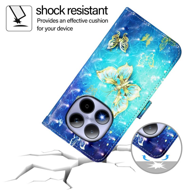 Flip Cover Xiaomi Redmi Note 15 Pro 5g Guldsommerfugle