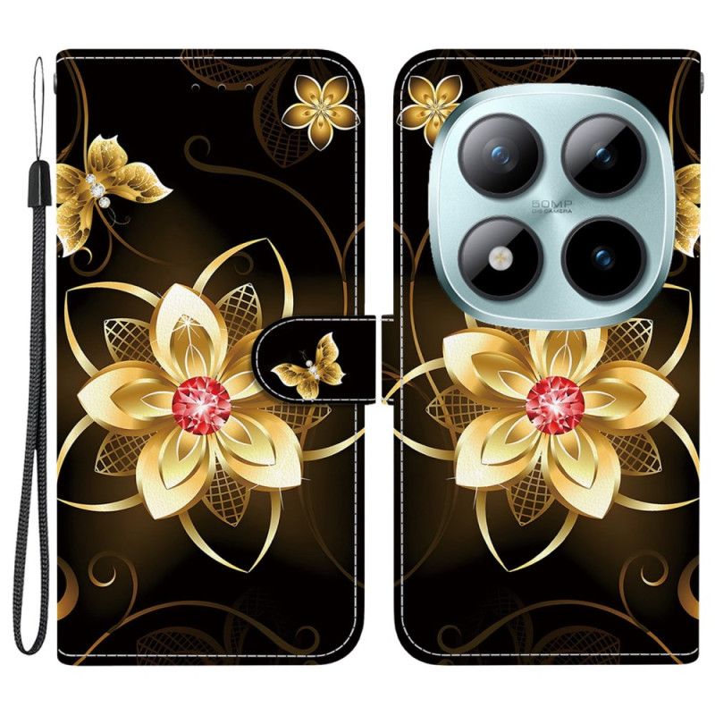 Flip Cover Xiaomi Redmi Note 15 Pro 5g Gylden Blomst
