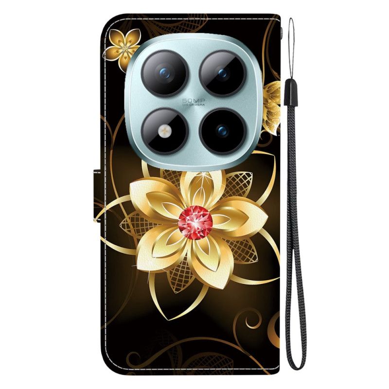 Flip Cover Xiaomi Redmi Note 15 Pro 5g Gylden Blomst