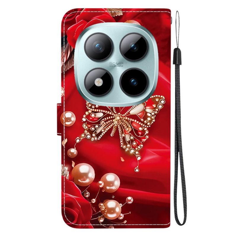 Flip Cover Xiaomi Redmi Note 15 Pro 5g Perlemorrød Sommerfugl