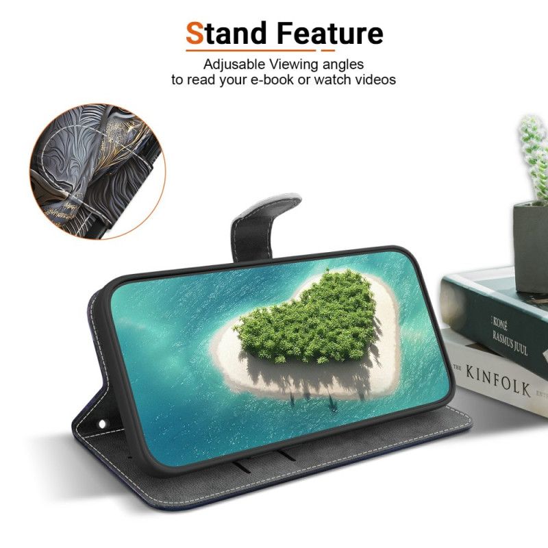 Flip Cover Xiaomi Redmi Note 15 Pro 5g Sort Og Guld Løve