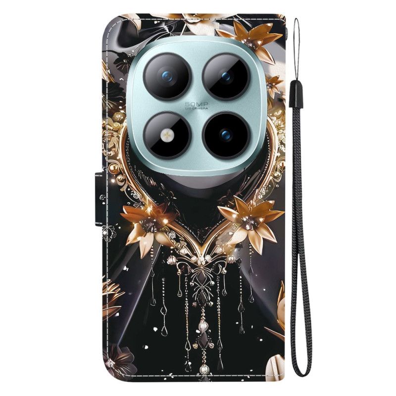 Flip Cover Xiaomi Redmi Note 15 Pro 5g Sort Og Gyldent Hjerte