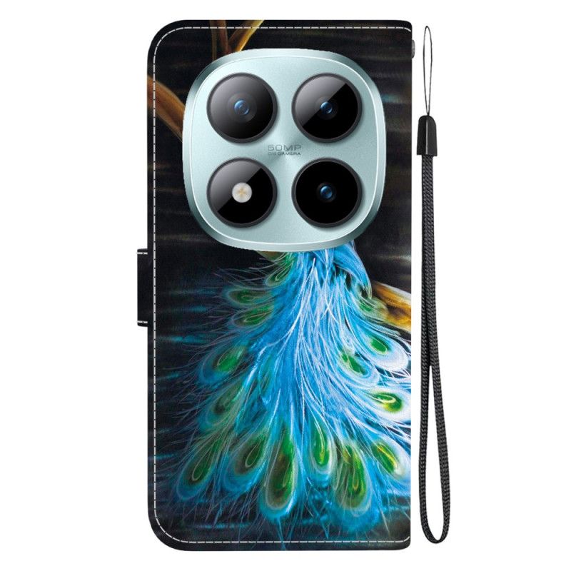 Læder Cover Xiaomi Redmi Note 15 Pro 5g Påfuglemønster