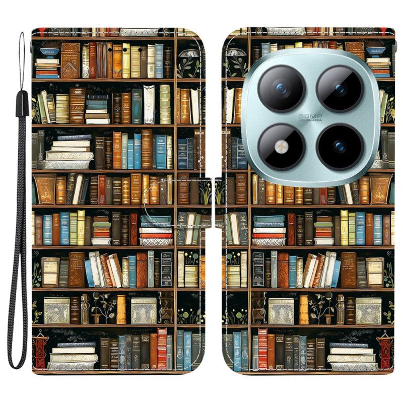 Læder Cover Xiaomi Redmi Note 15 Pro 5g Telefon Etui Bibliotek Motiv