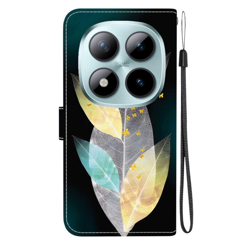 Læder Cover Xiaomi Redmi Note 15 Pro 5g Telefon Etui Farverige Blade