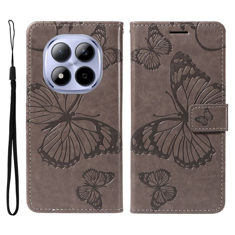 Læder Cover Xiaomi Redmi Note 15 Pro 5g Telefon Etui Kæmpesommerfugle