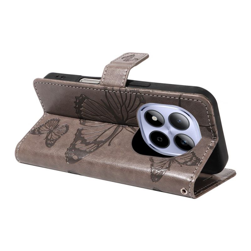 Læder Cover Xiaomi Redmi Note 15 Pro 5g Telefon Etui Kæmpesommerfugle