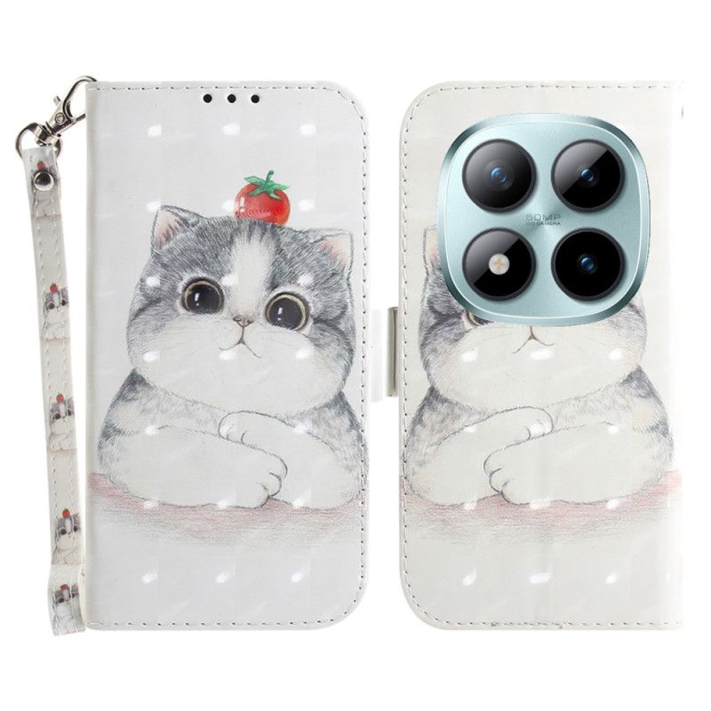 Læder Cover Xiaomi Redmi Note 15 Pro 5g Telefon Etui Sød Kat Med Stropper