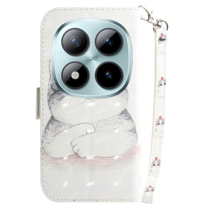 Læder Cover Xiaomi Redmi Note 15 Pro 5g Telefon Etui Sød Kat Med Stropper