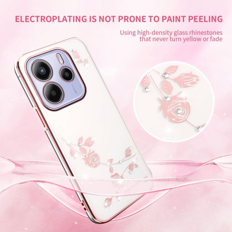 Cover Xiaomi Redmi Note 14 4g Rhinsten Og Blomster