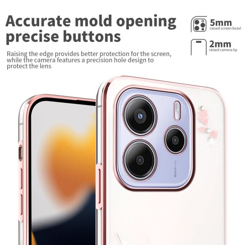 Cover Xiaomi Redmi Note 14 4g Rhinsten Og Blomster