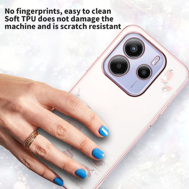 Cover Xiaomi Redmi Note 14 4g Rhinsten Og Blomster