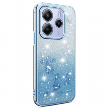 Cover Xiaomi Redmi Note 14 4g Telefon Etui Glitter Med Farvetoner Af Blomster