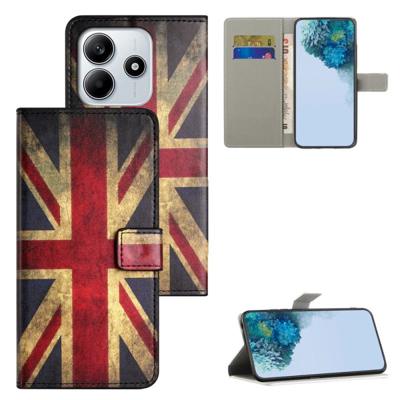 Flip Cover Til Xiaomi Redmi Note 14 4g Britisk Vintageflag