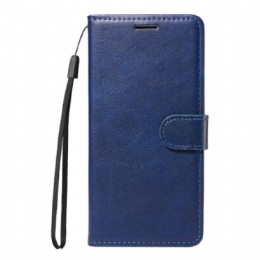 Flip Cover Til Xiaomi Redmi Note 14 4g Ensfarvet Kunstlæder Med Rem