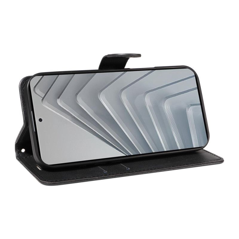 Flip Cover Til Xiaomi Redmi Note 14 4g Ensfarvet Kunstlæder Med Rem