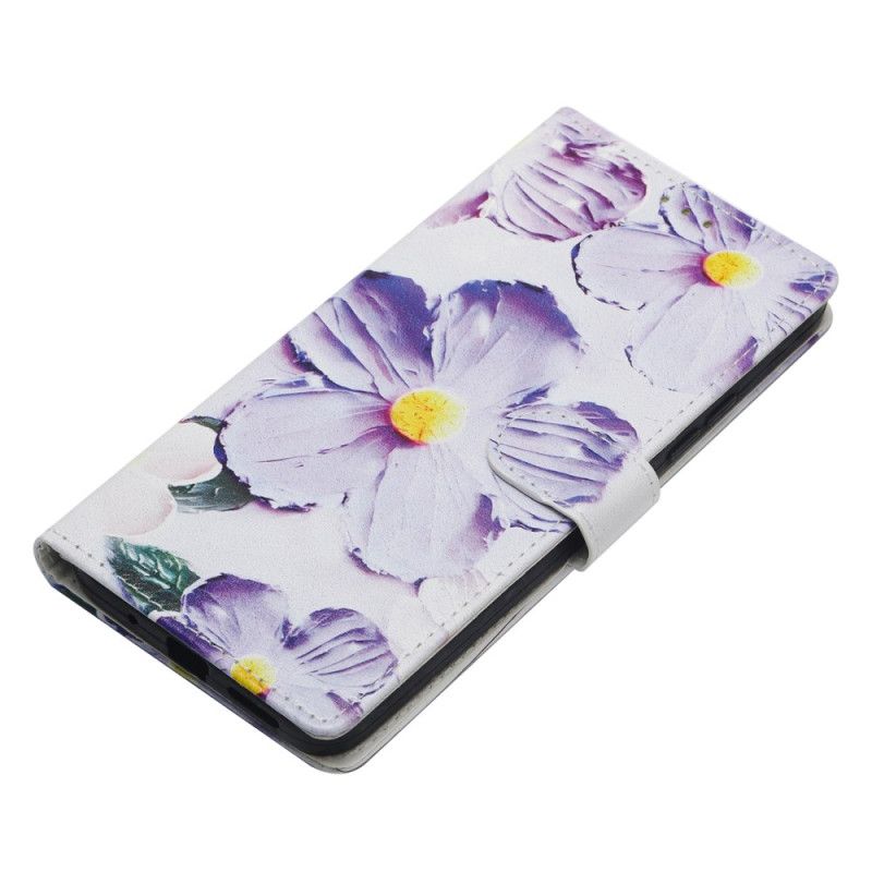 Flip Cover Xiaomi Redmi Note 14 4g Lilla Og Hvide Blomster