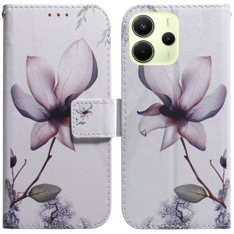 Flip Cover Xiaomi Redmi Note 14 4g Lyserød Blomst