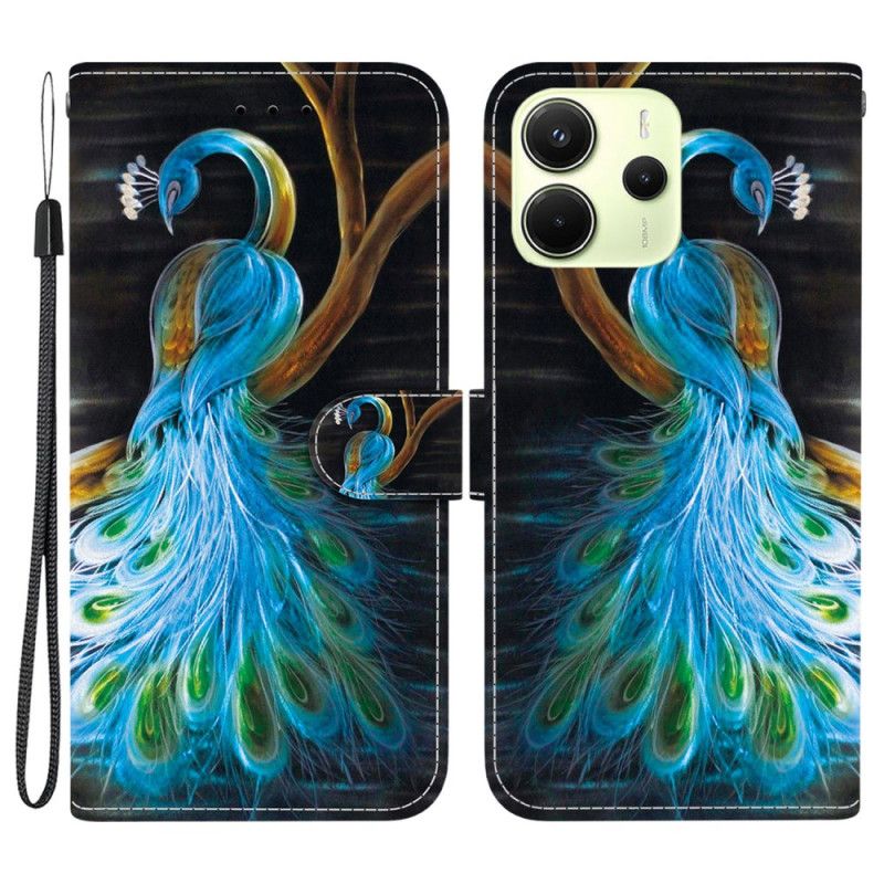 Flip Cover Xiaomi Redmi Note 14 4g Påfuglemønster