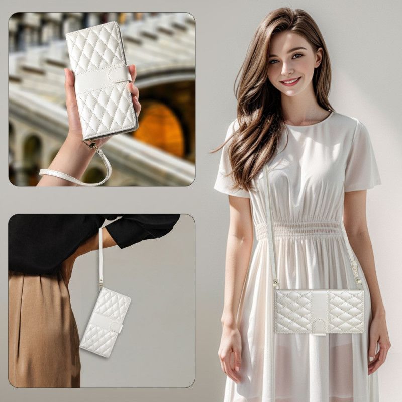 Flip Cover Xiaomi Redmi Note 14 4g Quiltet Med Rem Og Skulderrem