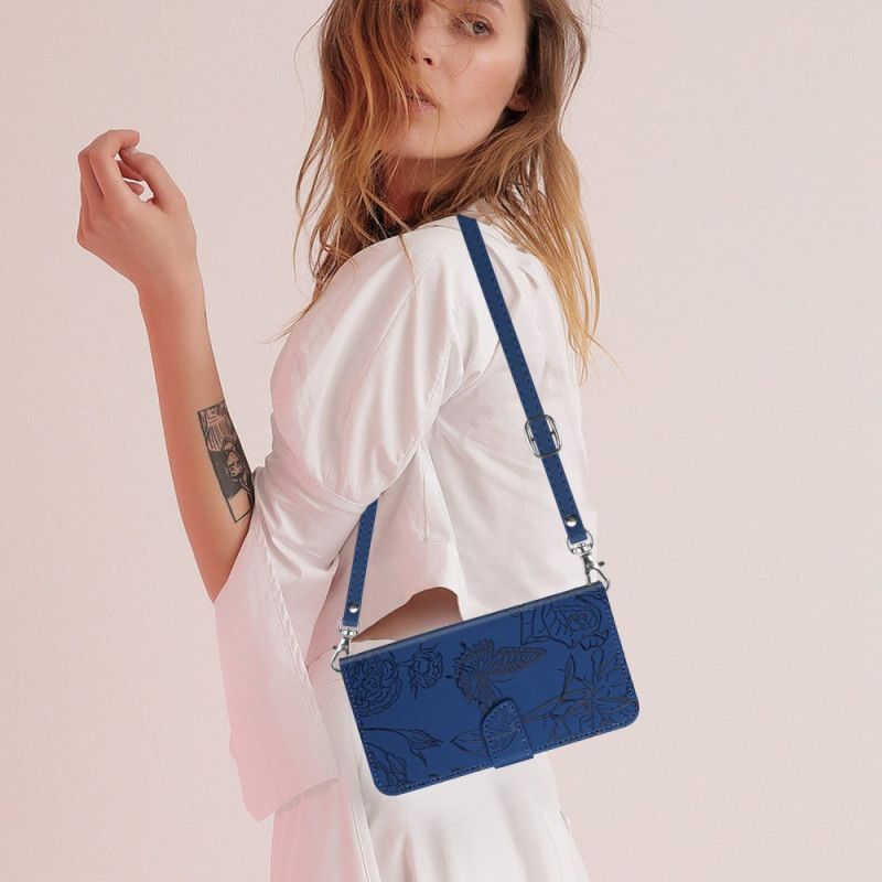 Flip Cover Xiaomi Redmi Note 14 4g Skulderrem Med Sommerfugleprint