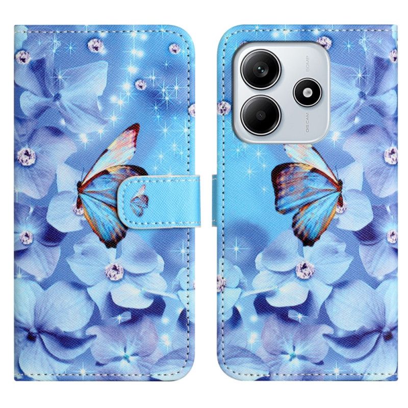Flip Cover Xiaomi Redmi Note 14 4g Sommerfugle Og Diamanter
