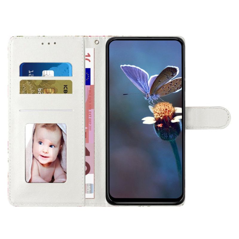 Flip Cover Xiaomi Redmi Note 14 4g Sorte Og Hvide Sommerfugle