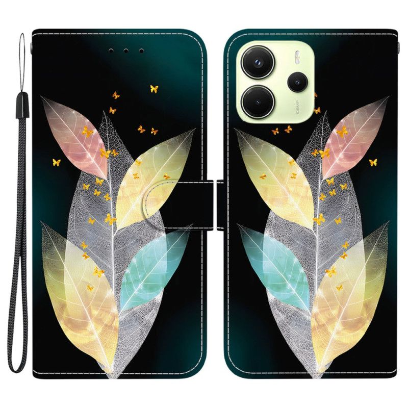 Læder Cover Xiaomi Redmi Note 14 4g Farverige Fjer