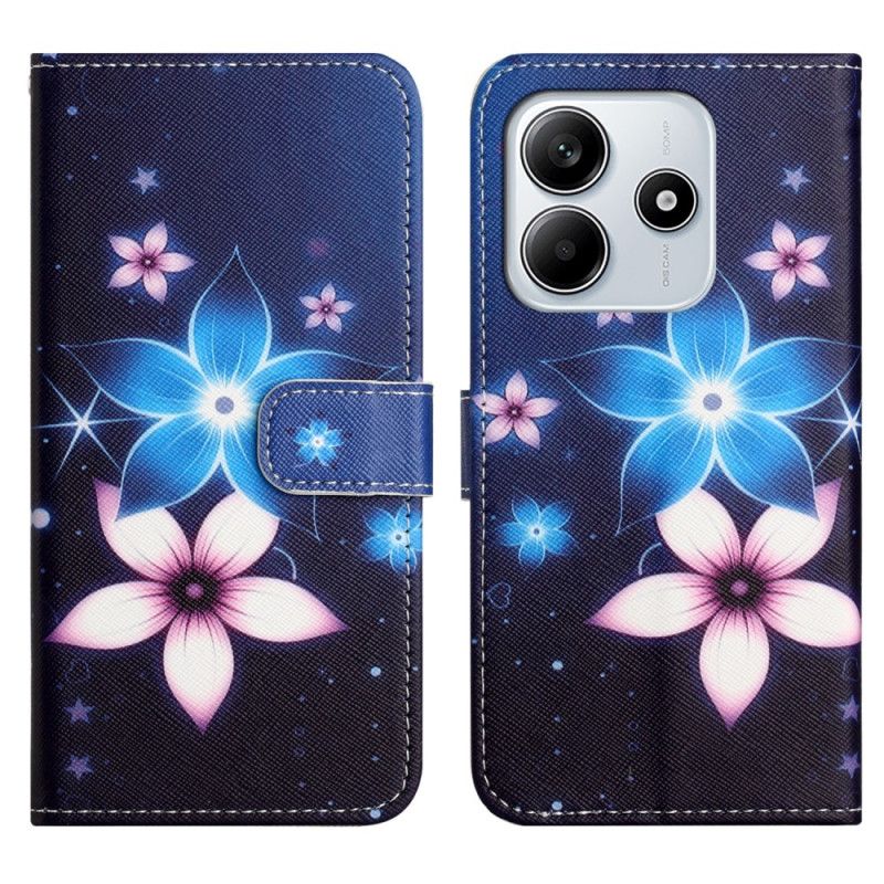 Læder Cover Xiaomi Redmi Note 14 4g Måneblomster