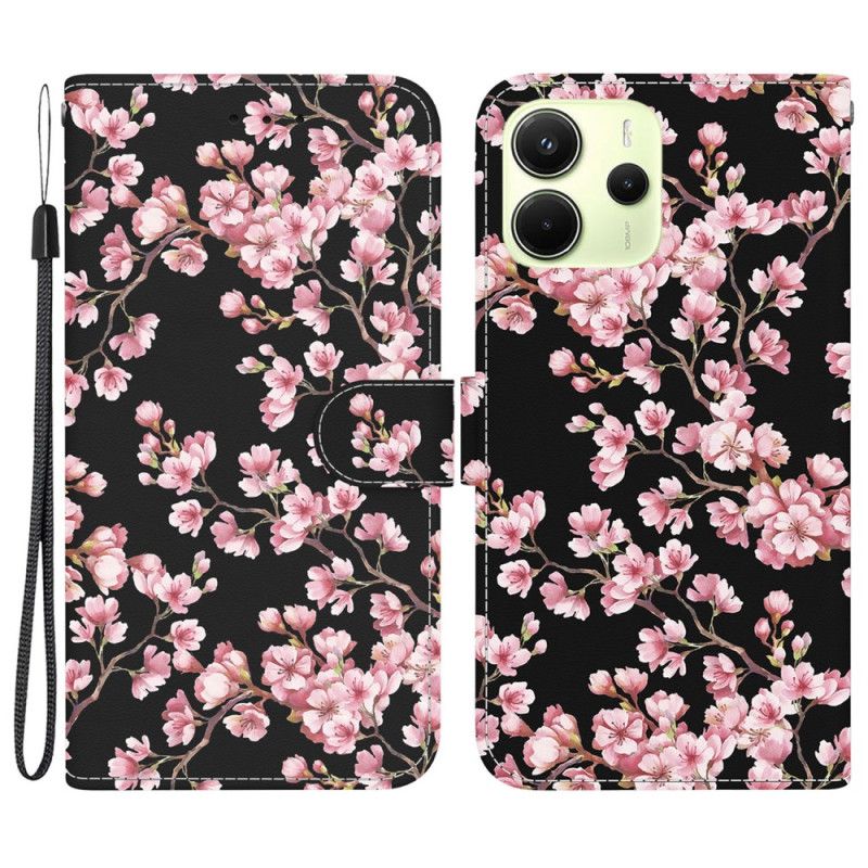 Læder Cover Xiaomi Redmi Note 14 4g Telefon Etui Blommeblomster