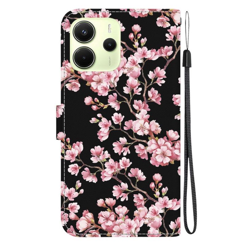 Læder Cover Xiaomi Redmi Note 14 4g Telefon Etui Blommeblomster