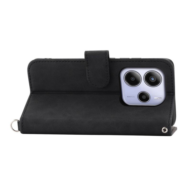 Læder Cover Xiaomi Redmi Note 14 4g Telefon Etui Blomstermønster Og Stropper