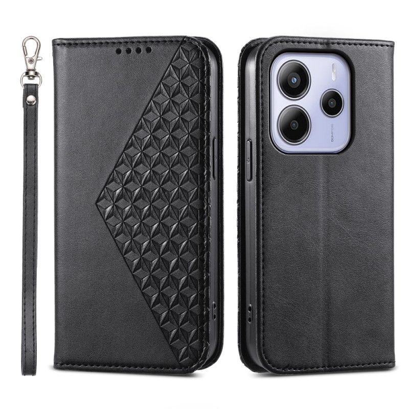 Læder Cover Xiaomi Redmi Note 14 4g Telefon Etui Diamantmønster Med Rem