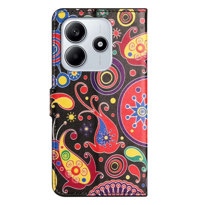 Læder Cover Xiaomi Redmi Note 14 4g Telefon Etui Galaksemønster