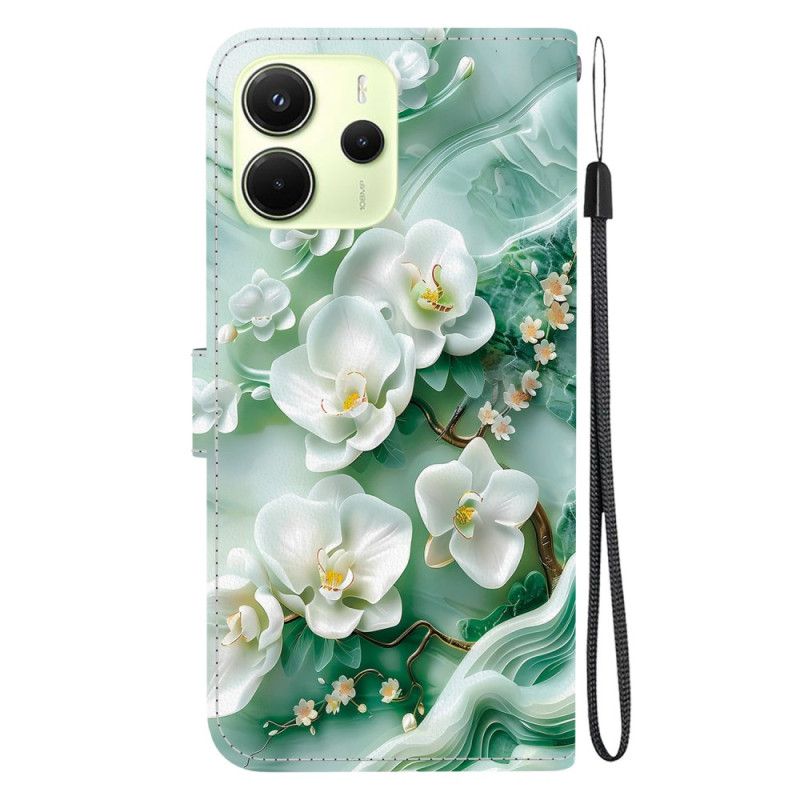 Læder Cover Xiaomi Redmi Note 14 4g Telefon Etui Jadeblomster