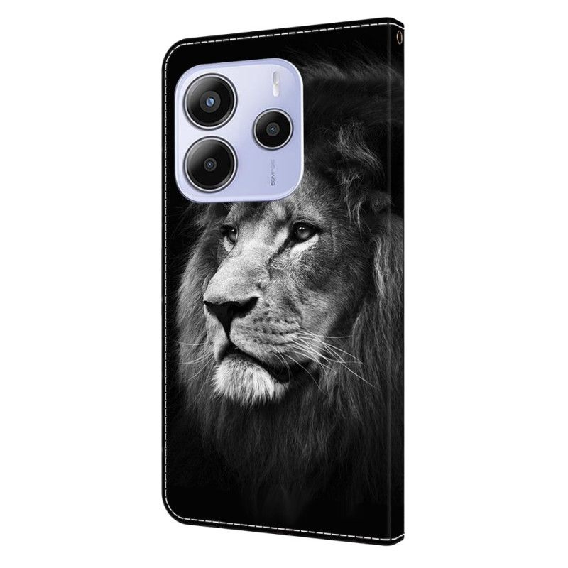 Læder Cover Xiaomi Redmi Note 14 4g Telefon Etui Løvemønster