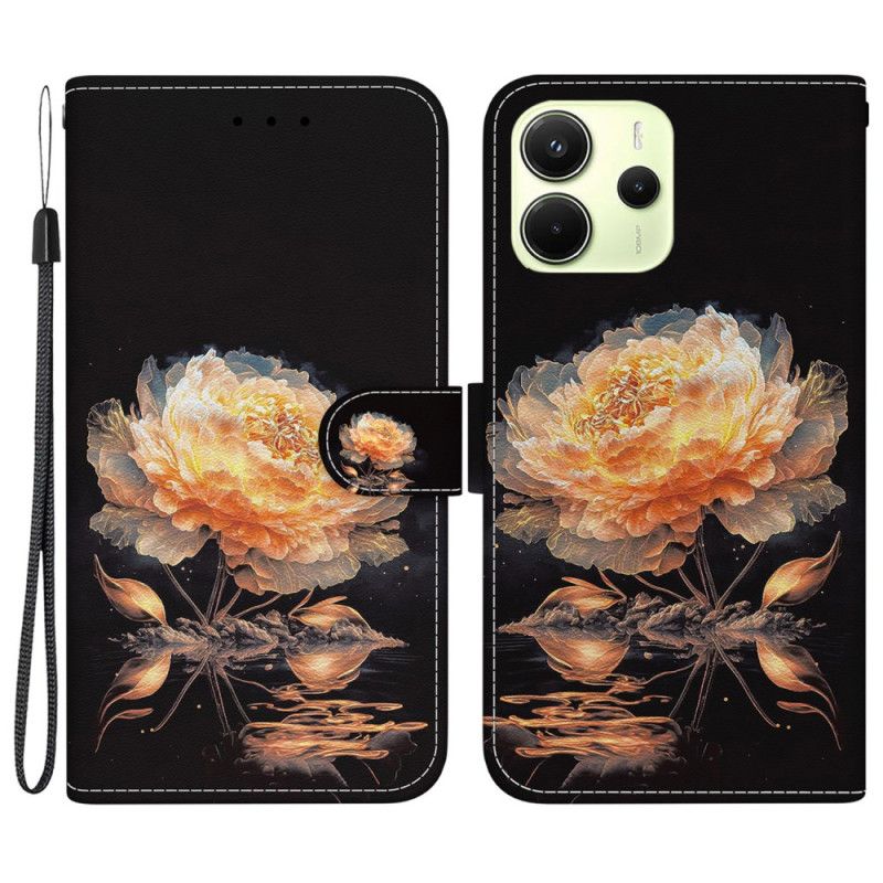 Læder Cover Xiaomi Redmi Note 14 4g Telefon Etui Orange Pæon