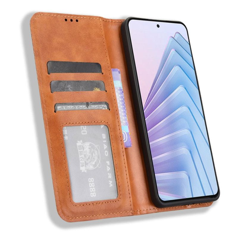 Læder Cover Xiaomi Redmi Note 14 4g Telefon Etui Vintage Kant