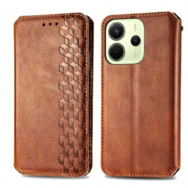 Læder Cover Xiaomi Redmi Note 14 4g Telefon Etui Vintage Lædereffekt Med Diamantmønster