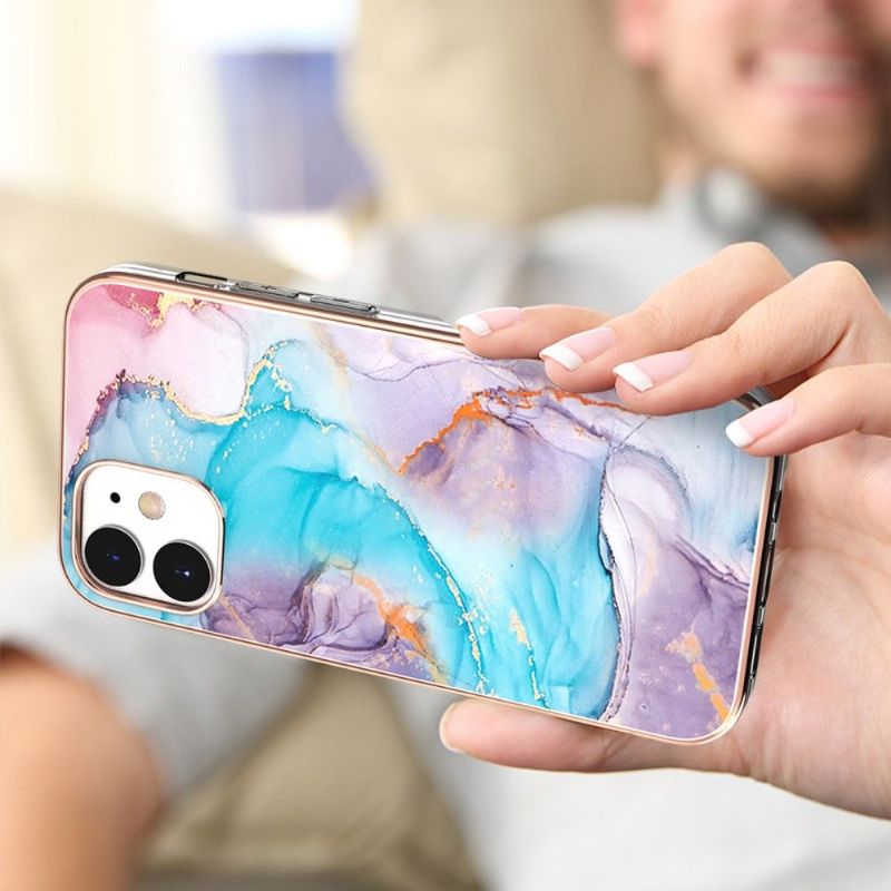 Cover iPhone 12 Mini Anti-fald Blåfarvet Marmor