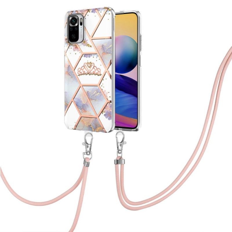 Cover Xiaomi Redmi Note 10 4G / Note 10S Med Snor Marmor Og Krone