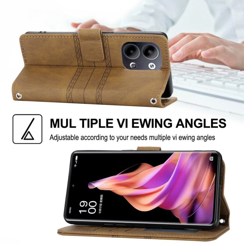Flip Cover Oppo Reno 13 5g Dobbelt Frise Med Rem