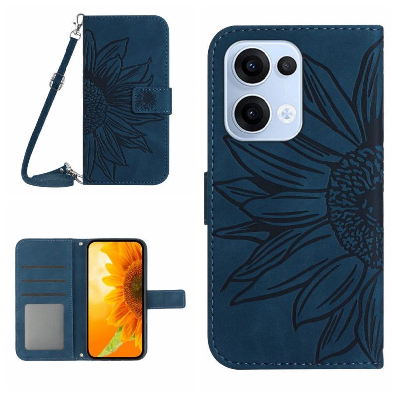 Flip Cover Til Oppo Reno 13 5g Skuldertaske Med Solsikkeprint