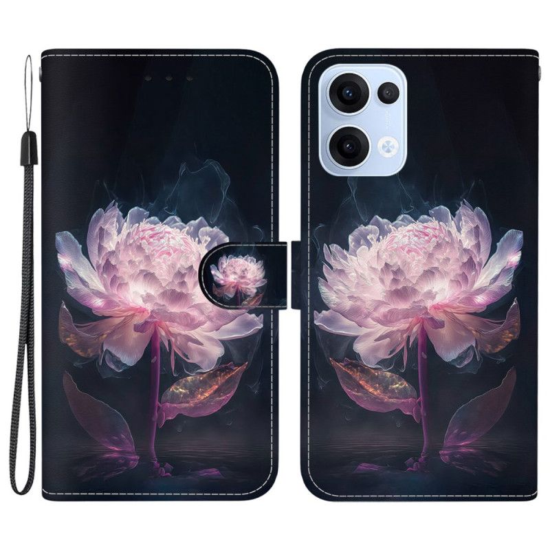 Læder Cover Oppo Reno 13 5g Lilla Pæon