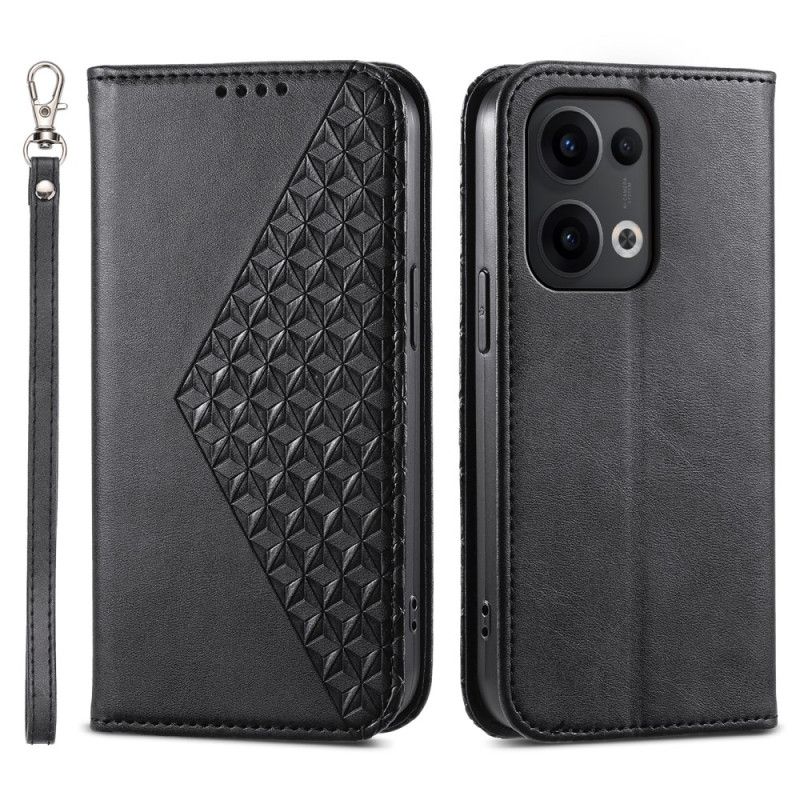 Læder Cover Oppo Reno 13 5g Telefon Etui Diamantmønster Med Rem